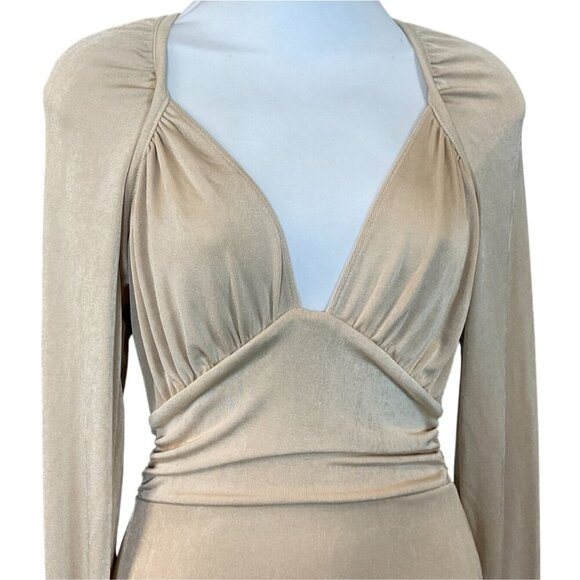 Intimately Free People In Your Arms Beige Long Sleeve Bodysuit Thong NWOT XS - Picture 2 of 9